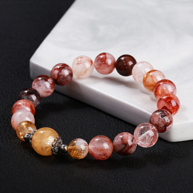 Fortune Jewel Natural Red Hematoid Quartz Beads Balance Bracelet