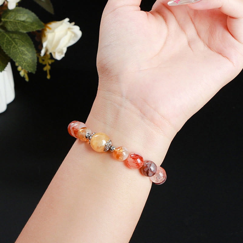 Fortune Jewel Natural Red Hematoid Quartz Beads Balance Bracelet