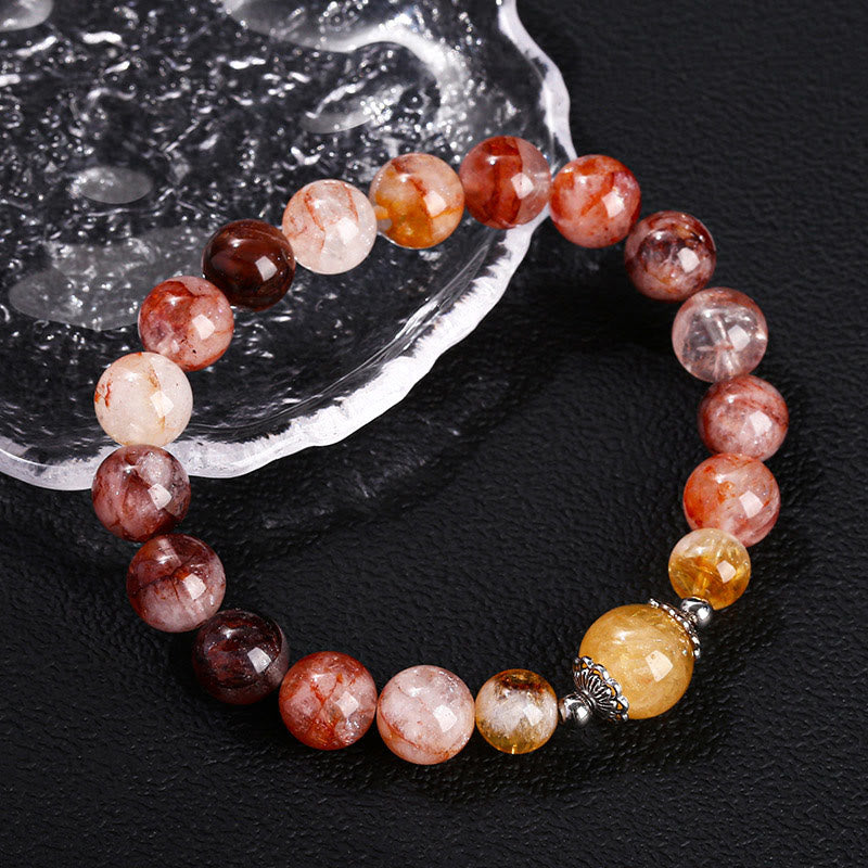 Fortune Jewel Natural Red Hematoid Quartz Beads Balance Bracelet