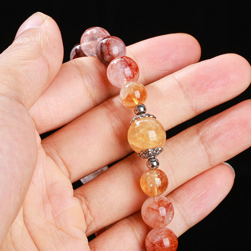 Fortune Jewel Natural Red Hematoid Quartz Beads Balance Bracelet