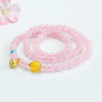 Fortune Jewel Pink Crystal Multi-Circle Yellow Chalcedony Lotus Warmth Bracelet