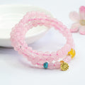 Fortune Jewel Pink Crystal Multi-Circle Yellow Chalcedony Lotus Warmth Bracelet