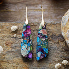 Fortune Jewel Natural Emperor Stone Geometric Crystal Anti-Stress Earrings