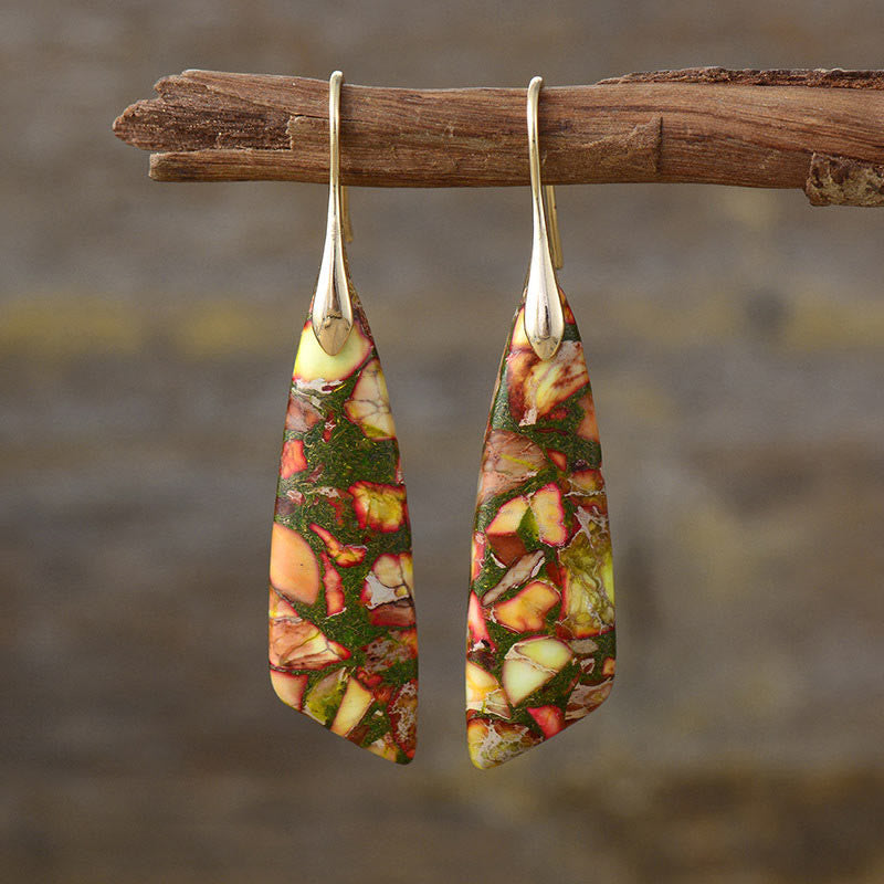 Fortune Jewel Natural Emperor Stone Geometric Crystal Anti-Stress Earrings