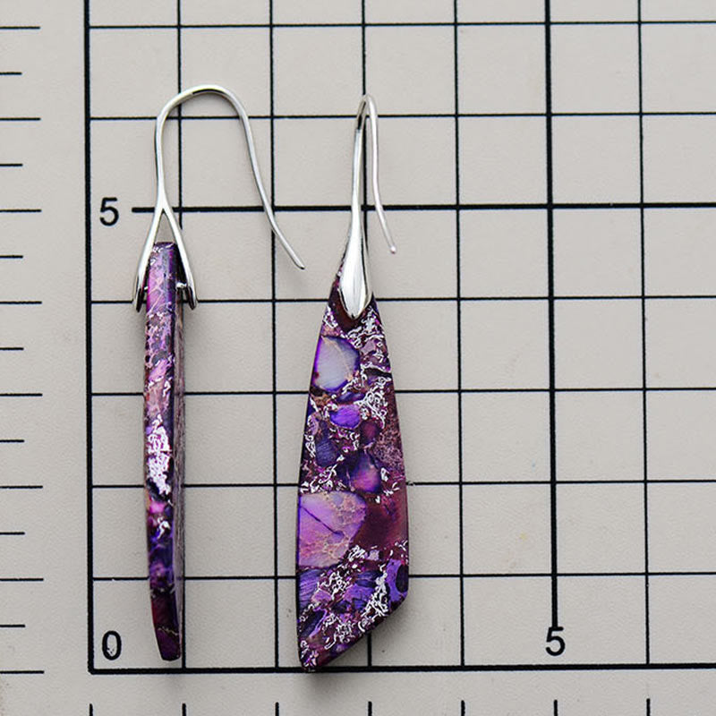 Fortune Jewel Natural Emperor Stone Geometric Crystal Anti-Stress Earrings