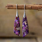 Fortune Jewel Natural Emperor Stone Geometric Crystal Anti-Stress Earrings