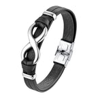 Fortune Jewel Endless Knot Titanium Steel Strengthen Leather Buckle Bracelet
