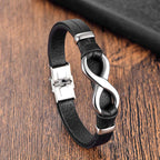 Fortune Jewel Endless Knot Titanium Steel Strengthen Leather Buckle Bracelet