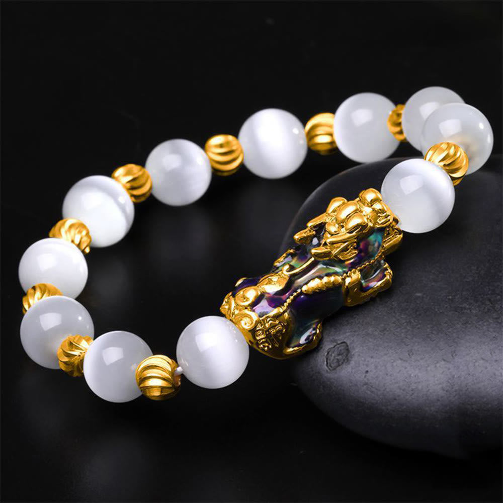 Fortune Jewel Cat Eye Color Change PiXiu Support Bracelet