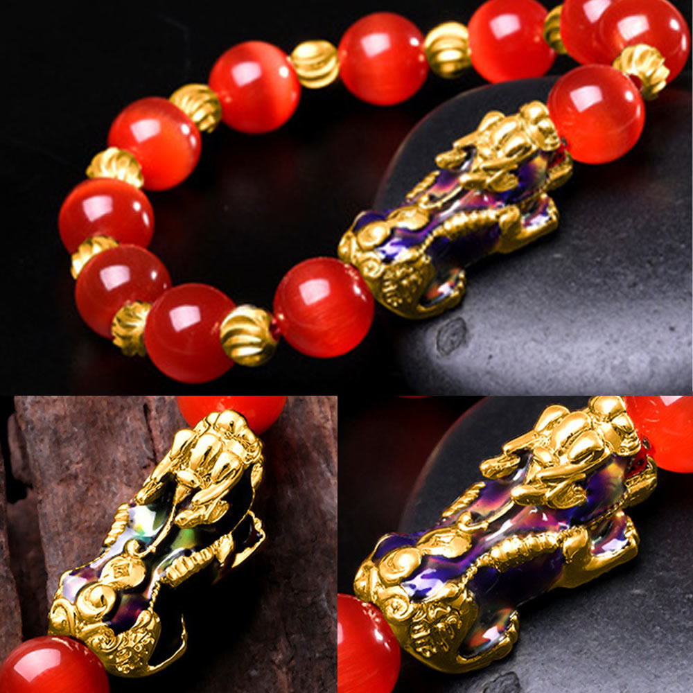 Fortune Jewel Cat Eye Color Change PiXiu Support Bracelet