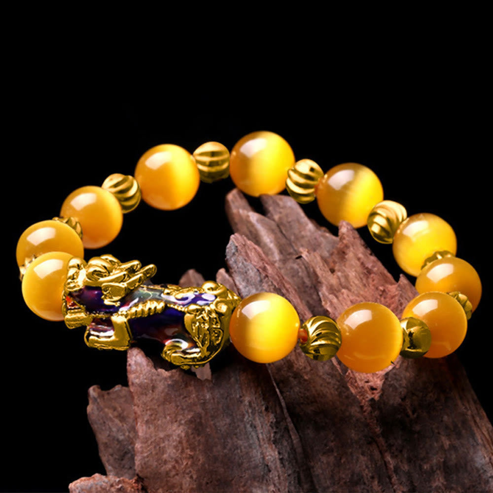 Fortune Jewel Cat Eye Color Change PiXiu Support Bracelet