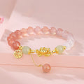 Fortune Jewel 925 Sterling Silver Natural Gradient Agate Hetian Jade Lotus Fu Character Enlightenment Bracelet