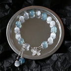Fortune Jewel Cat's Eye Aquamarine Butterfly Charm Support Bracelet