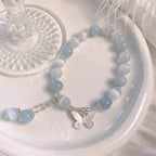 Fortune Jewel Cat's Eye Aquamarine Butterfly Charm Support Bracelet