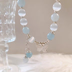 Fortune Jewel Cat's Eye Aquamarine Butterfly Charm Support Bracelet