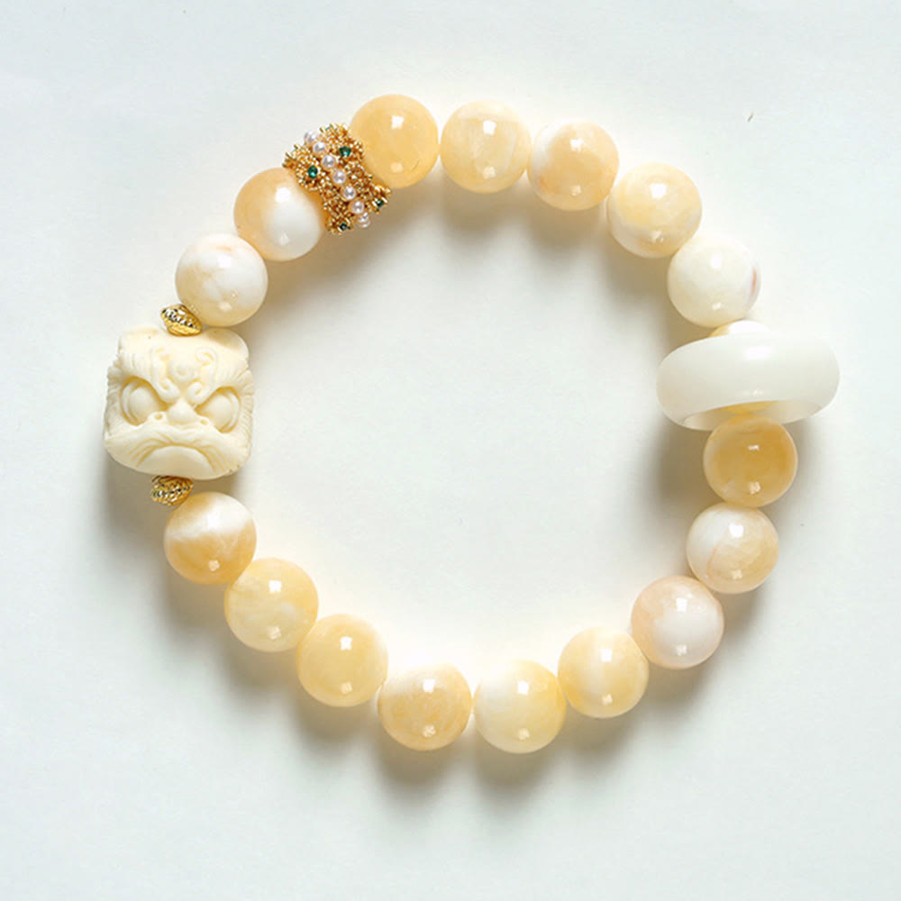 Fortune Jewel Amber Gray Agate Ivory Fruit Confidence Bracelet
