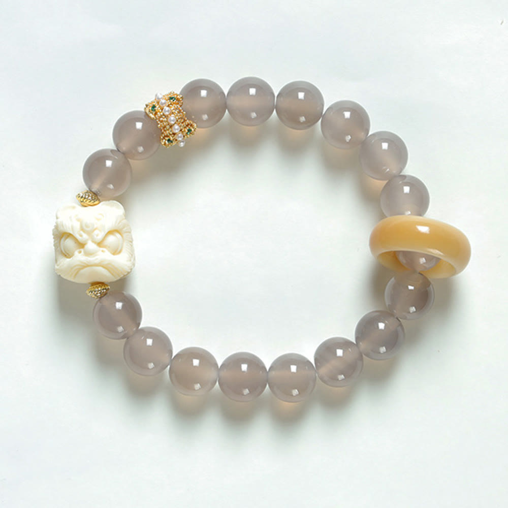 Fortune Jewel Amber Gray Agate Ivory Fruit Confidence Bracelet