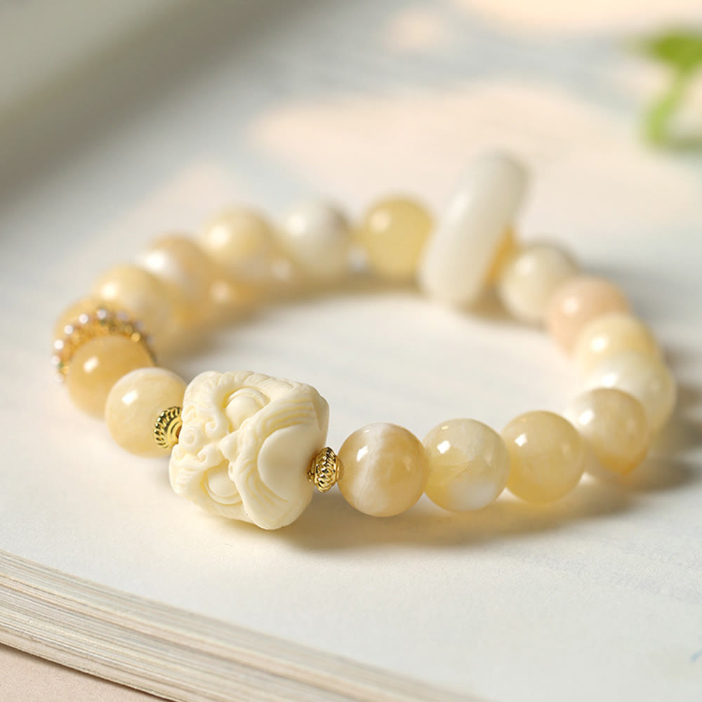 Fortune Jewel Amber Gray Agate Ivory Fruit Confidence Bracelet