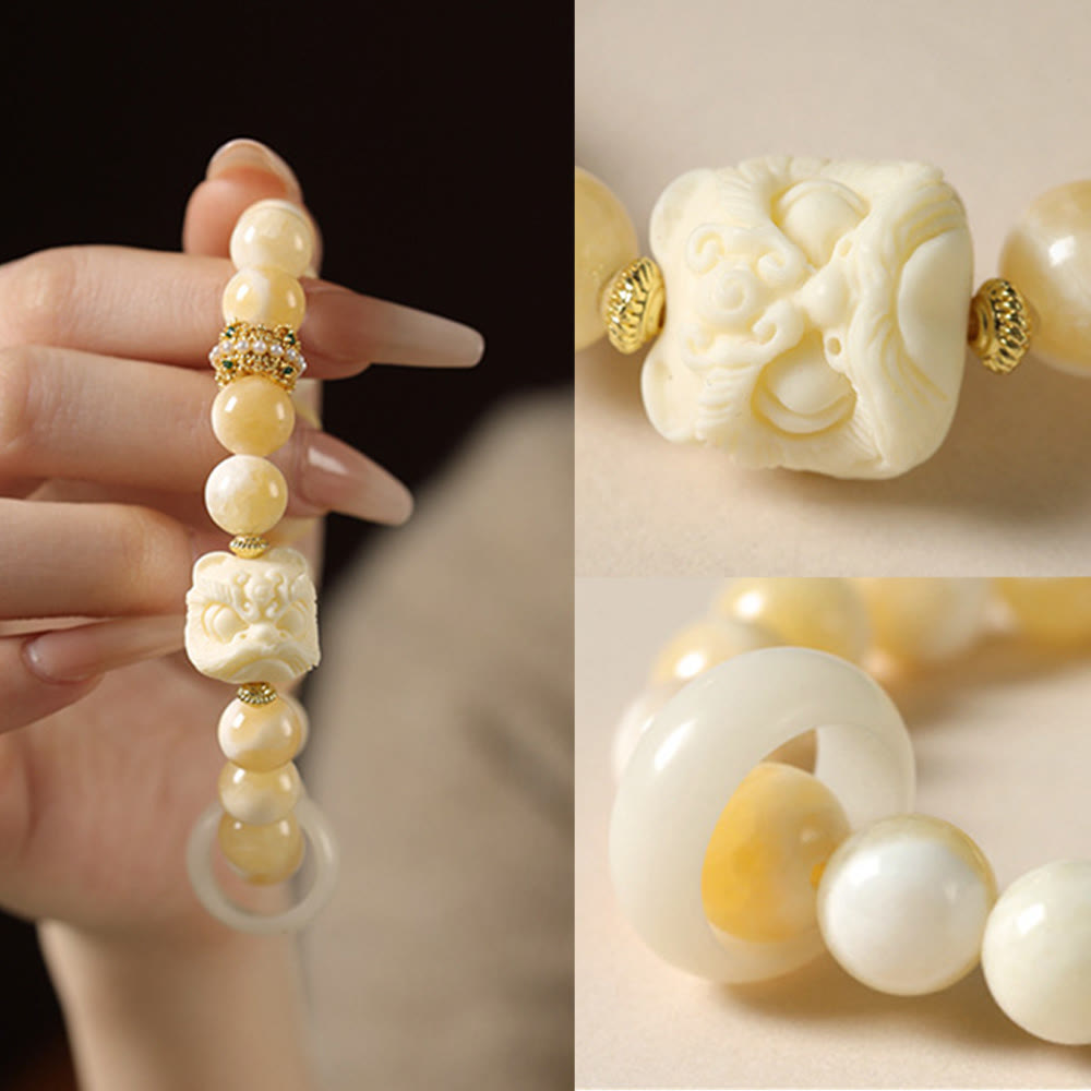 Fortune Jewel Amber Gray Agate Ivory Fruit Confidence Bracelet