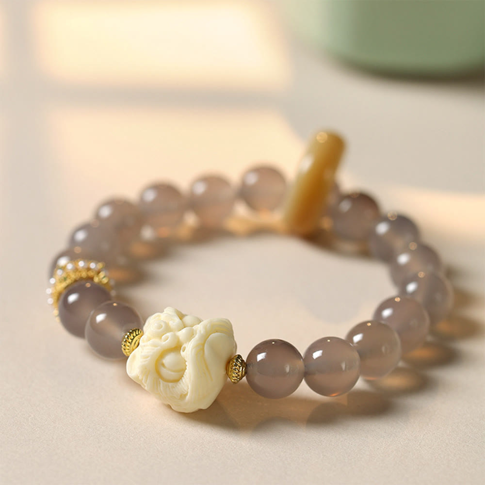 Fortune Jewel Amber Gray Agate Ivory Fruit Confidence Bracelet