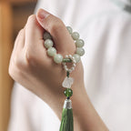 Fortune Jewel Green Jade Beads Pearl Prosperity Tassels Wrist Mala