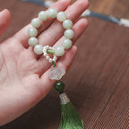 Fortune Jewel Green Jade Beads Pearl Prosperity Tassels Wrist Mala