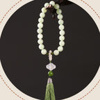 Fortune Jewel Green Jade Beads Pearl Prosperity Tassels Wrist Mala