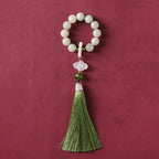 Fortune Jewel Green Jade Beads Pearl Prosperity Tassels Wrist Mala
