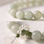 Fortune Jewel Green Jade Beads Pearl Prosperity Tassels Wrist Mala