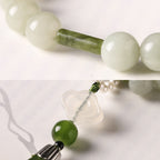 Fortune Jewel Green Jade Beads Pearl Prosperity Tassels Wrist Mala