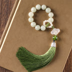 Fortune Jewel Green Jade Beads Pearl Prosperity Tassels Wrist Mala