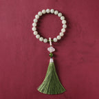 Fortune Jewel Green Jade Beads Pearl Prosperity Tassels Wrist Mala