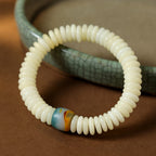 Fortune Jewel Natural White Bodhi Seed Stone Wisdom Tassel Wrist Mala Bracelet