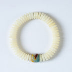 Fortune Jewel Natural White Bodhi Seed Stone Wisdom Tassel Wrist Mala Bracelet