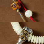 Fortune Jewel Natural White Bodhi Seed Stone Wisdom Tassel Wrist Mala Bracelet