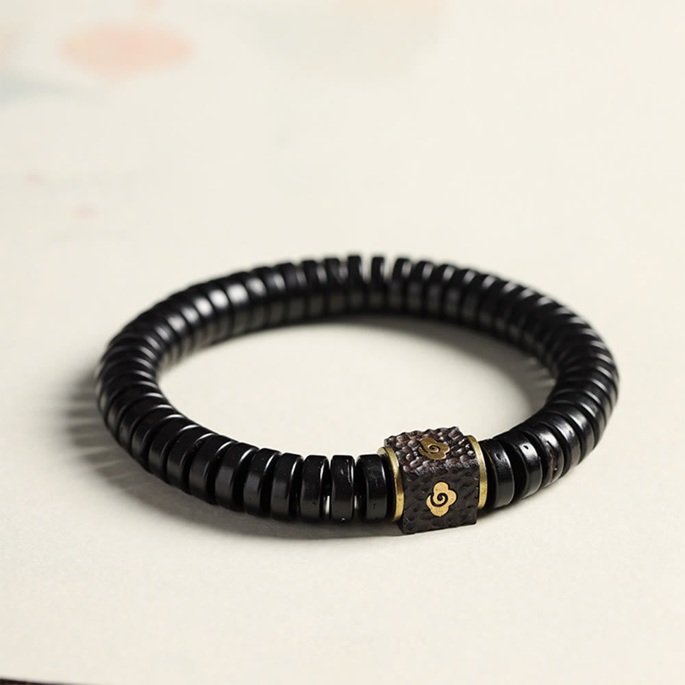 Fortune Jewel Tibetan Coconut Shell Auspicious Clouds Positive Bracelet