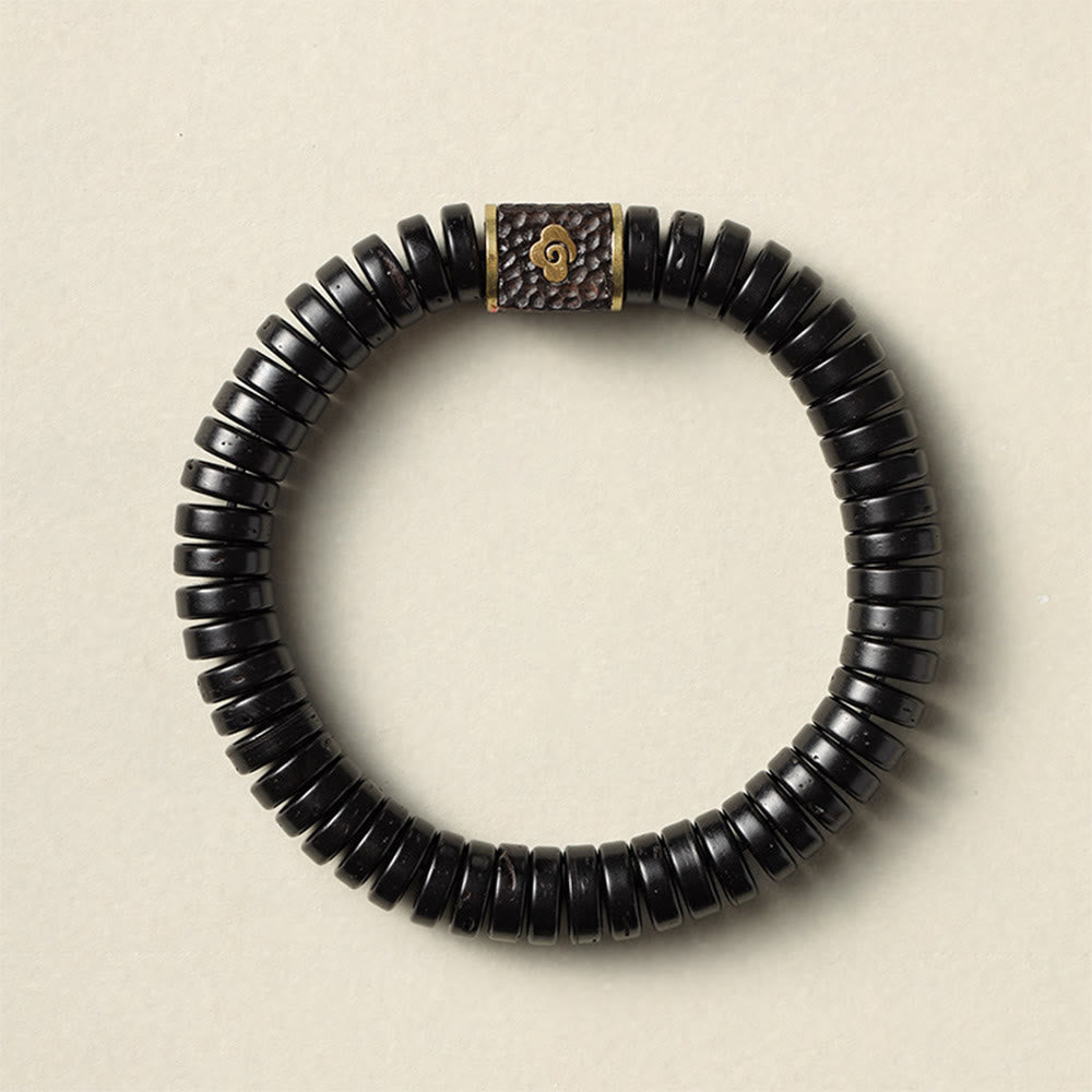 Fortune Jewel Tibetan Coconut Shell Auspicious Clouds Positive Bracelet