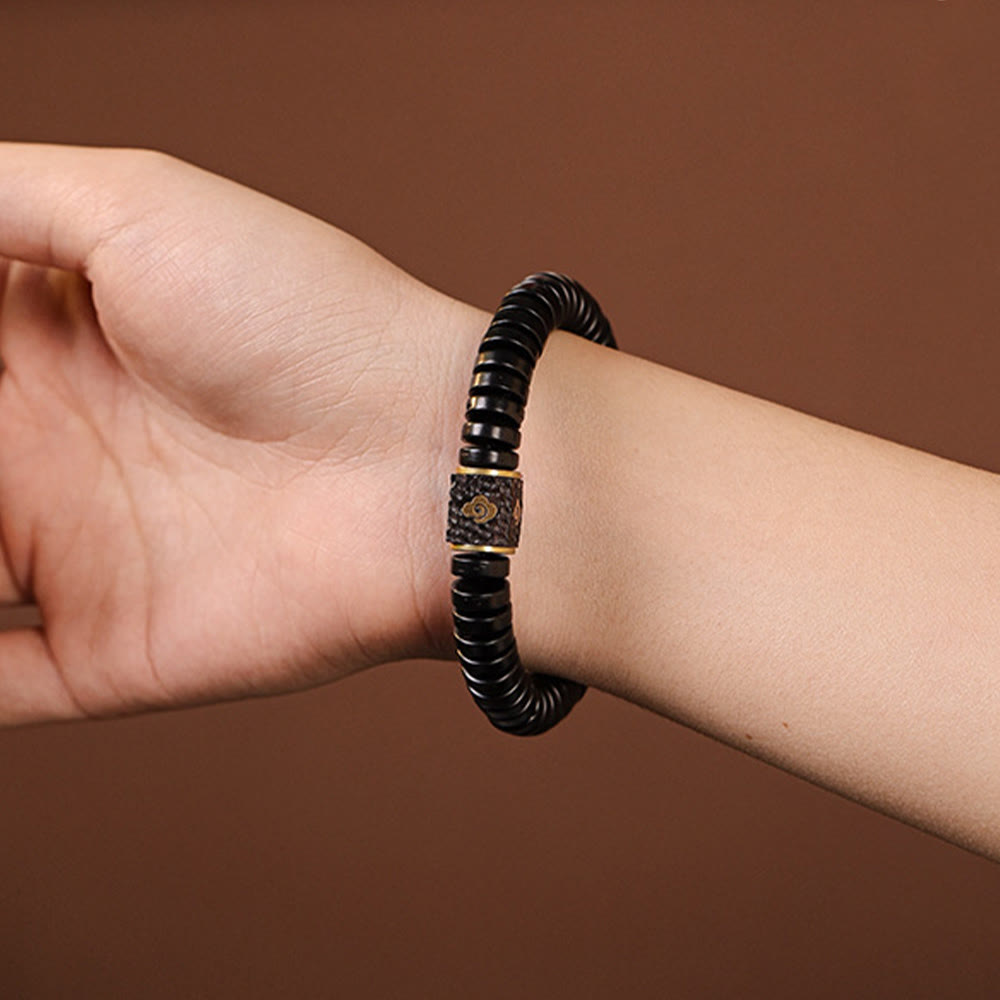 Fortune Jewel Tibetan Coconut Shell Auspicious Clouds Positive Bracelet