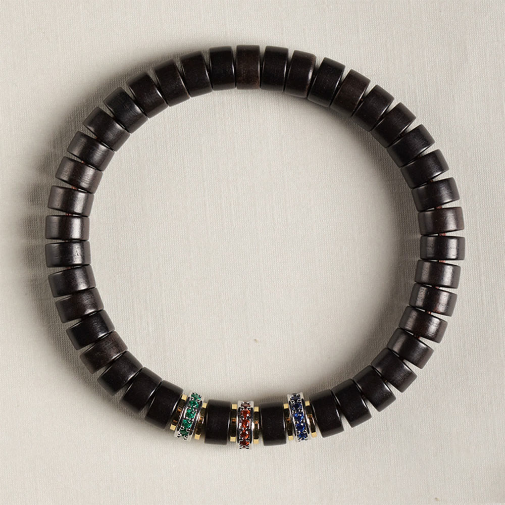Fortune Jewel Ebony Wood Small Leaf Red Sandalwood Zircon Peace Bracelet