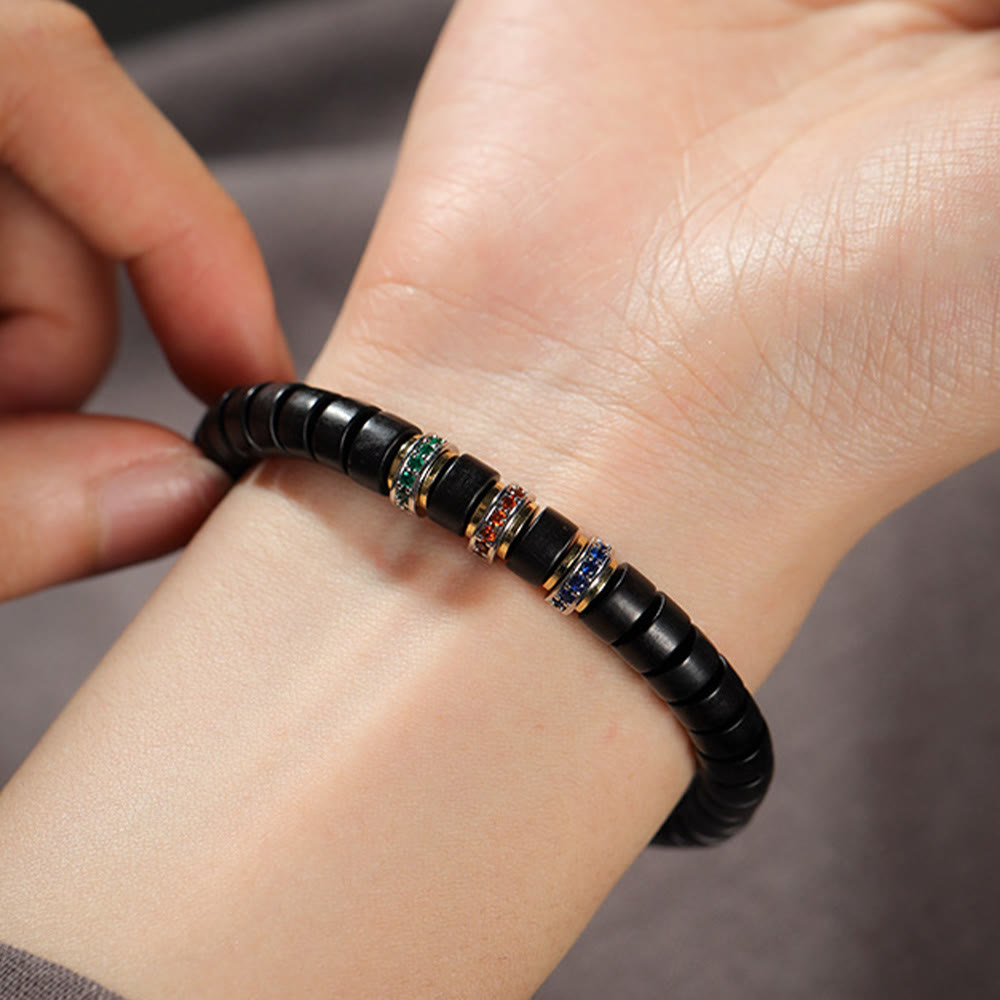 Fortune Jewel Ebony Wood Small Leaf Red Sandalwood Zircon Peace Bracelet