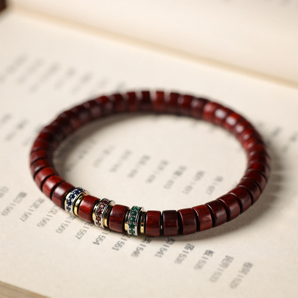 Fortune Jewel Ebony Wood Small Leaf Red Sandalwood Zircon Peace Bracelet