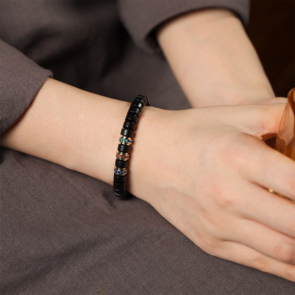 Fortune Jewel Ebony Wood Small Leaf Red Sandalwood Zircon Peace Bracelet