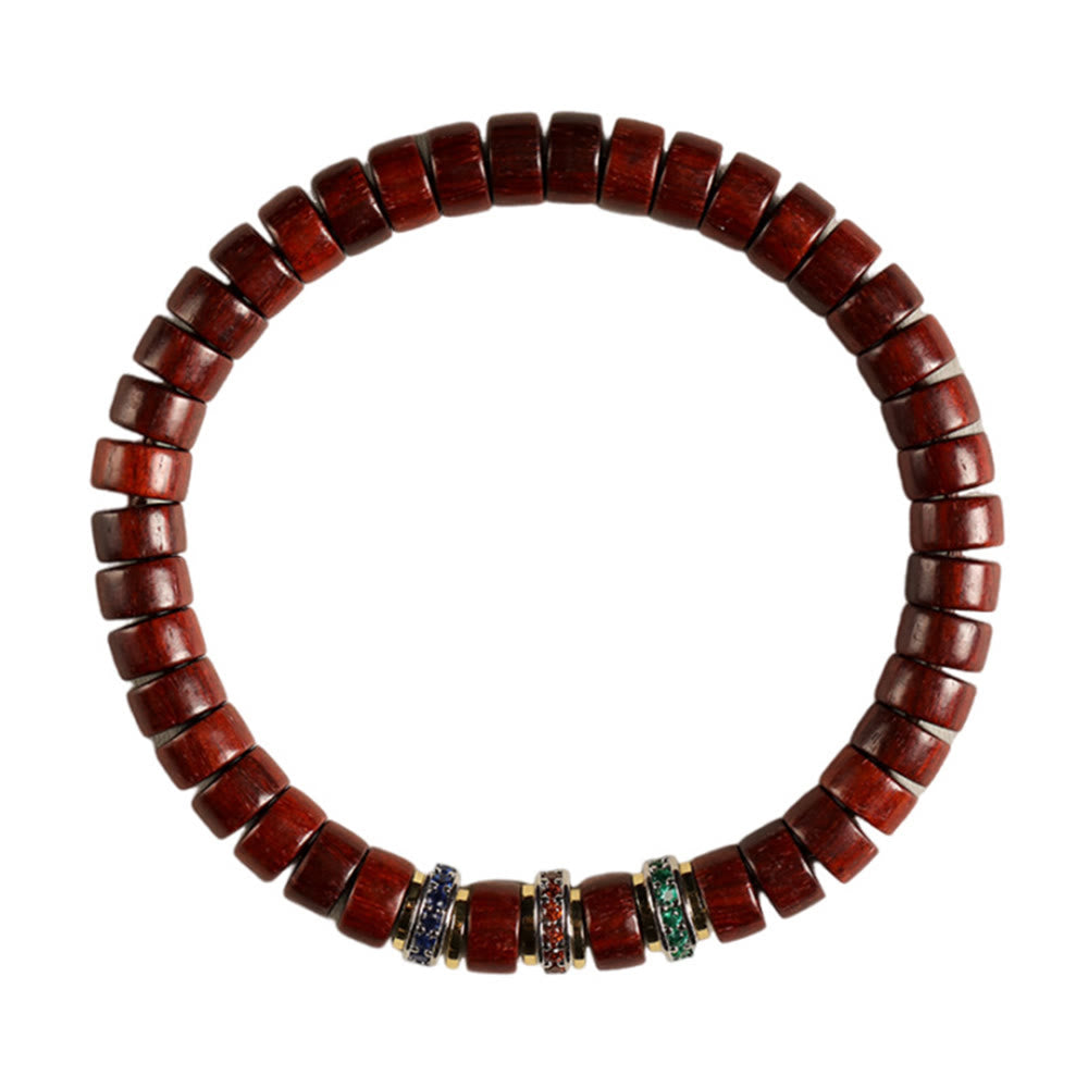 Fortune Jewel Ebony Wood Small Leaf Red Sandalwood Zircon Peace Bracelet
