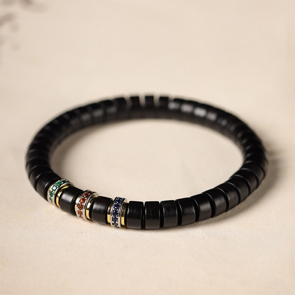 Fortune Jewel Ebony Wood Small Leaf Red Sandalwood Zircon Peace Bracelet