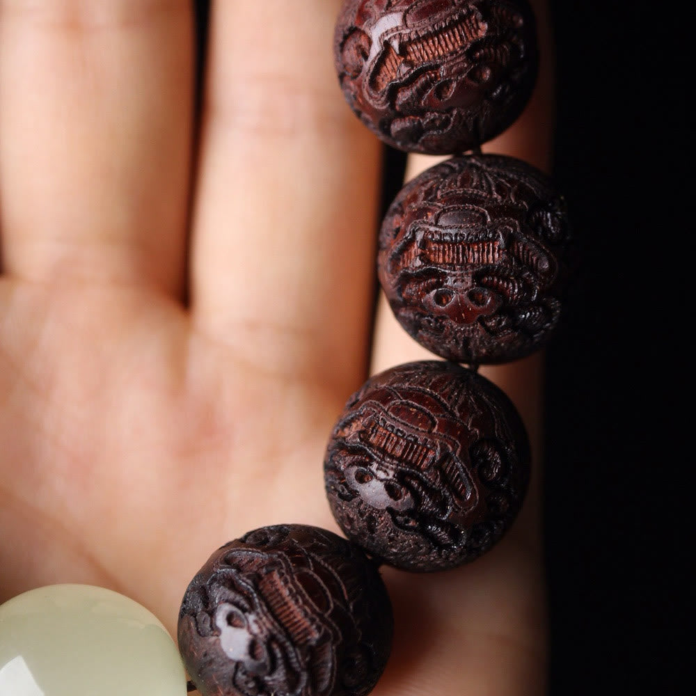 Fortune Jewel Tibetan Rosewood Engraving PiXiu Warmth Bracelet
