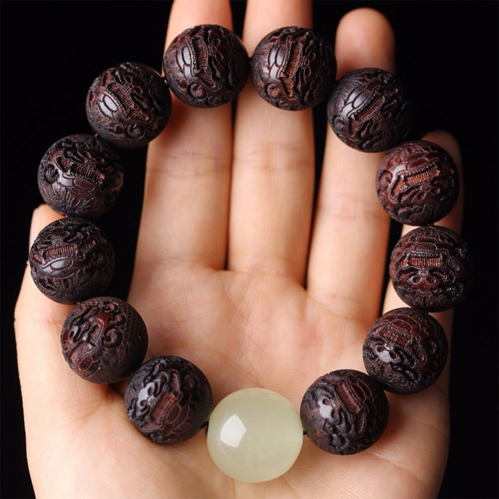 Fortune Jewel Tibetan Rosewood Engraving PiXiu Warmth Bracelet