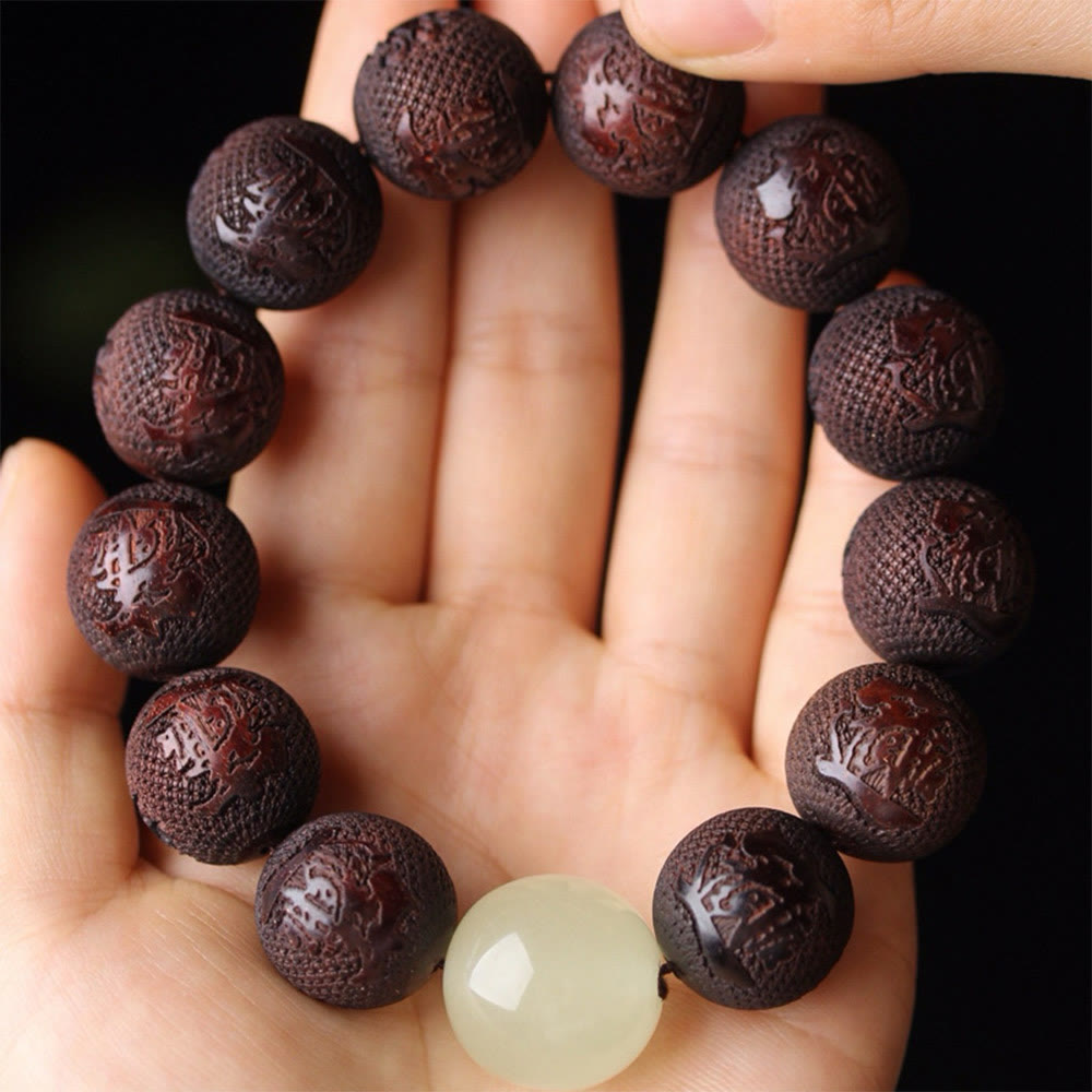 Fortune Jewel Tibetan Rosewood Engraving PiXiu Warmth Bracelet