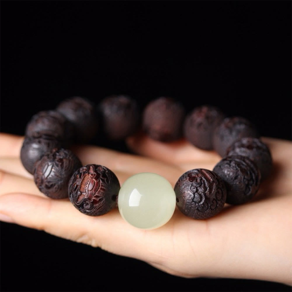 Fortune Jewel Tibetan Rosewood Engraving PiXiu Warmth Bracelet