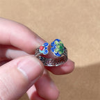 Fortune Jewel Lotus Flower Copper Coins Ruyi Handle Pattern Enlightenment Adjustable Ring