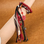 Fortune Jewel Tibetan Mountain Ghosts Spend Money Cinnabar Double-Layer Red Rope Tassel Protection Bracelet